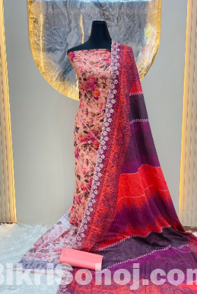 মাম কটন ওরনা বডি কাজ করা ড্রেস